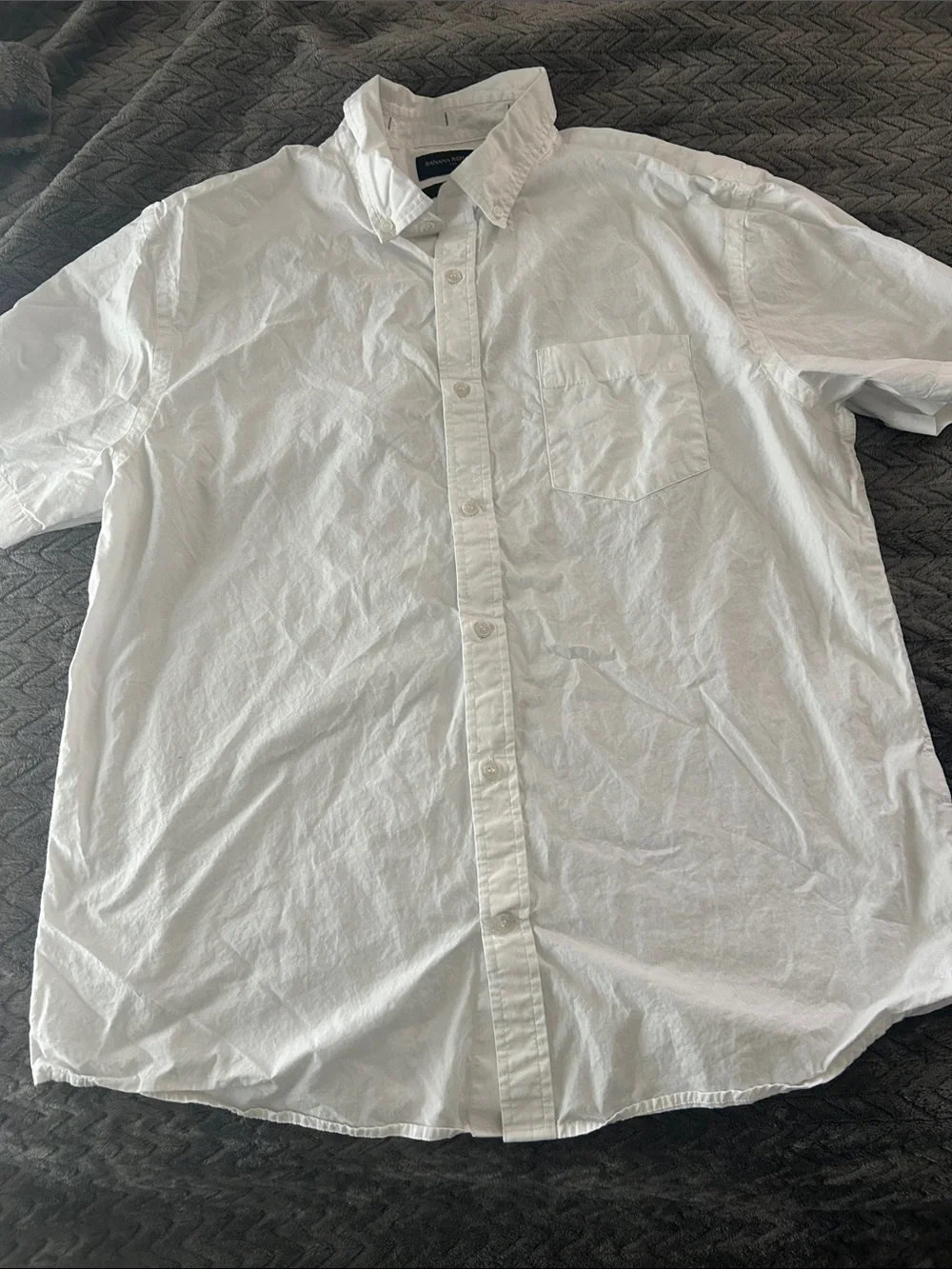 Banana Republic White Short-Sleeve Button-Down Shirt